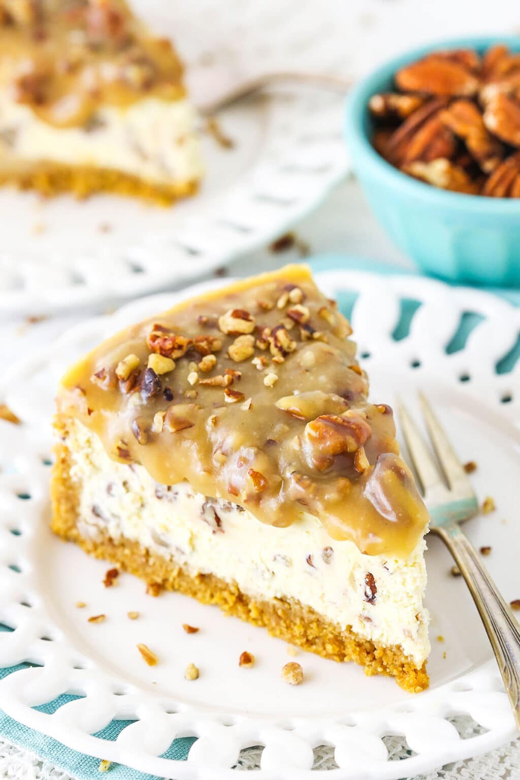 Pecan Praline Cheesecake - Life Love and Sugar