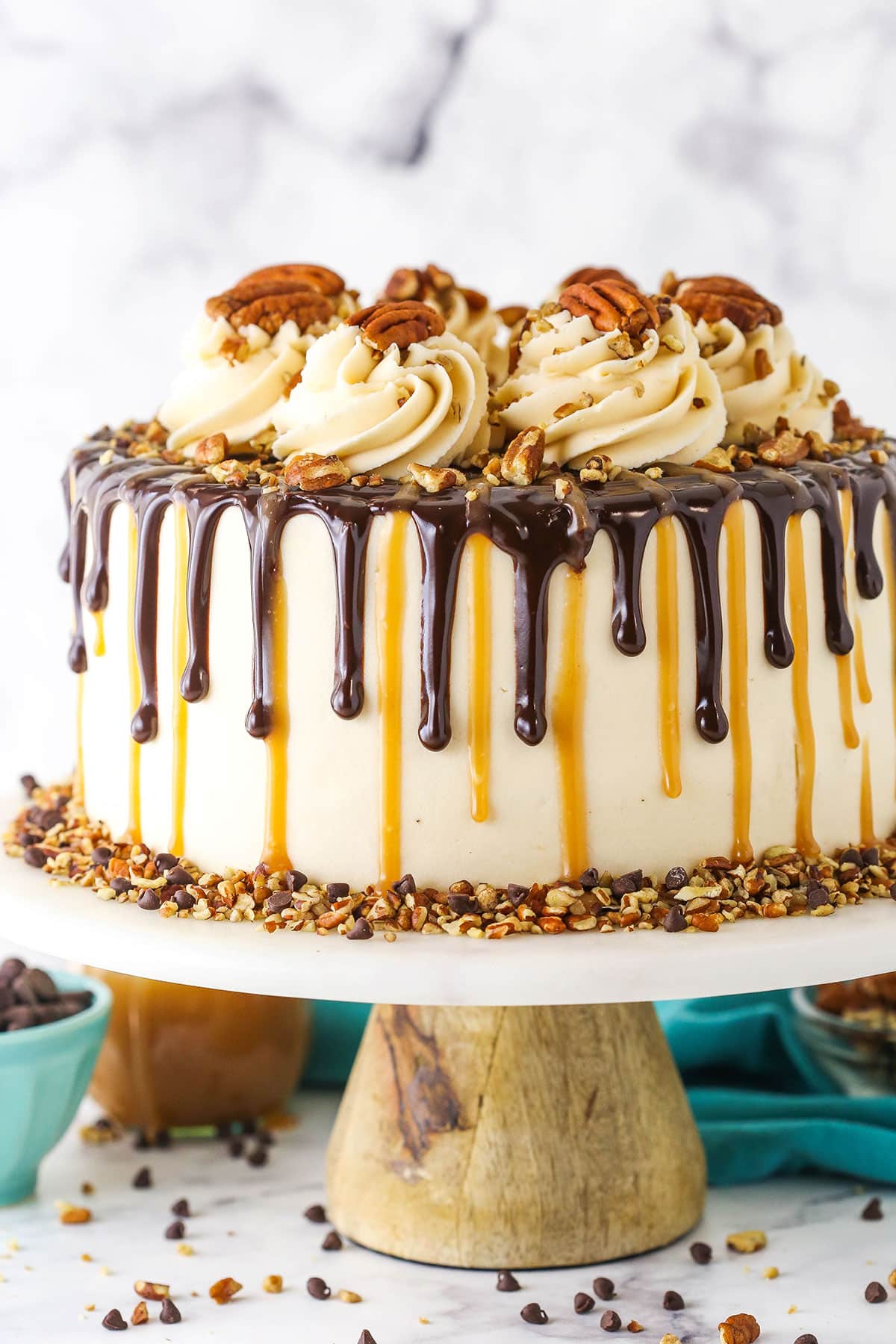 Chocolate Salted Caramel Cake with Sesame Snaps