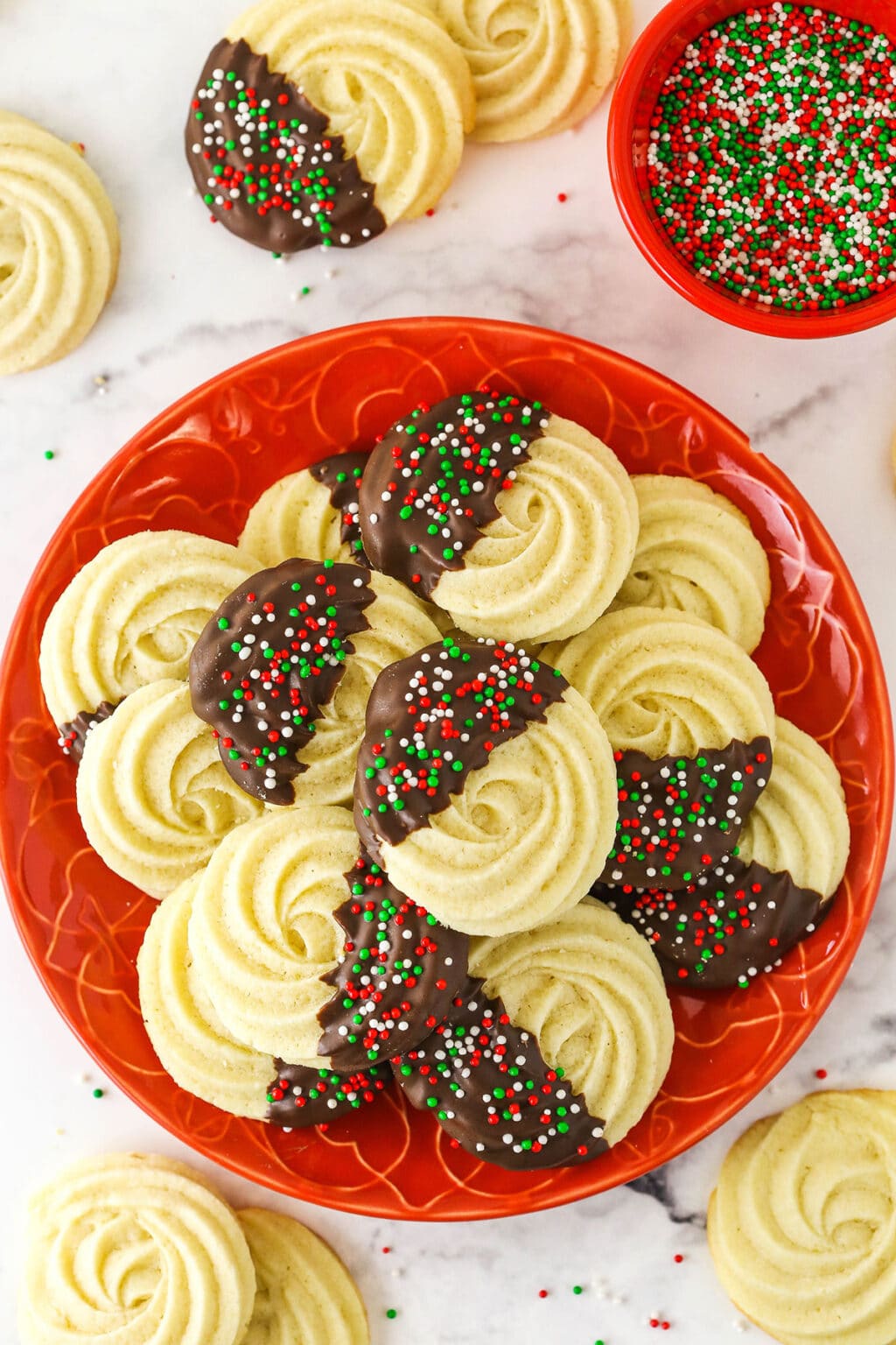 Chocolate-Dipped Danish Butter Cookies | Life, Love and Sugar