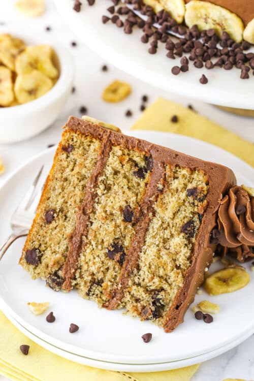 Banana Chocolate Chip Cake Recipe | Easy Homemade Three Layer Cake