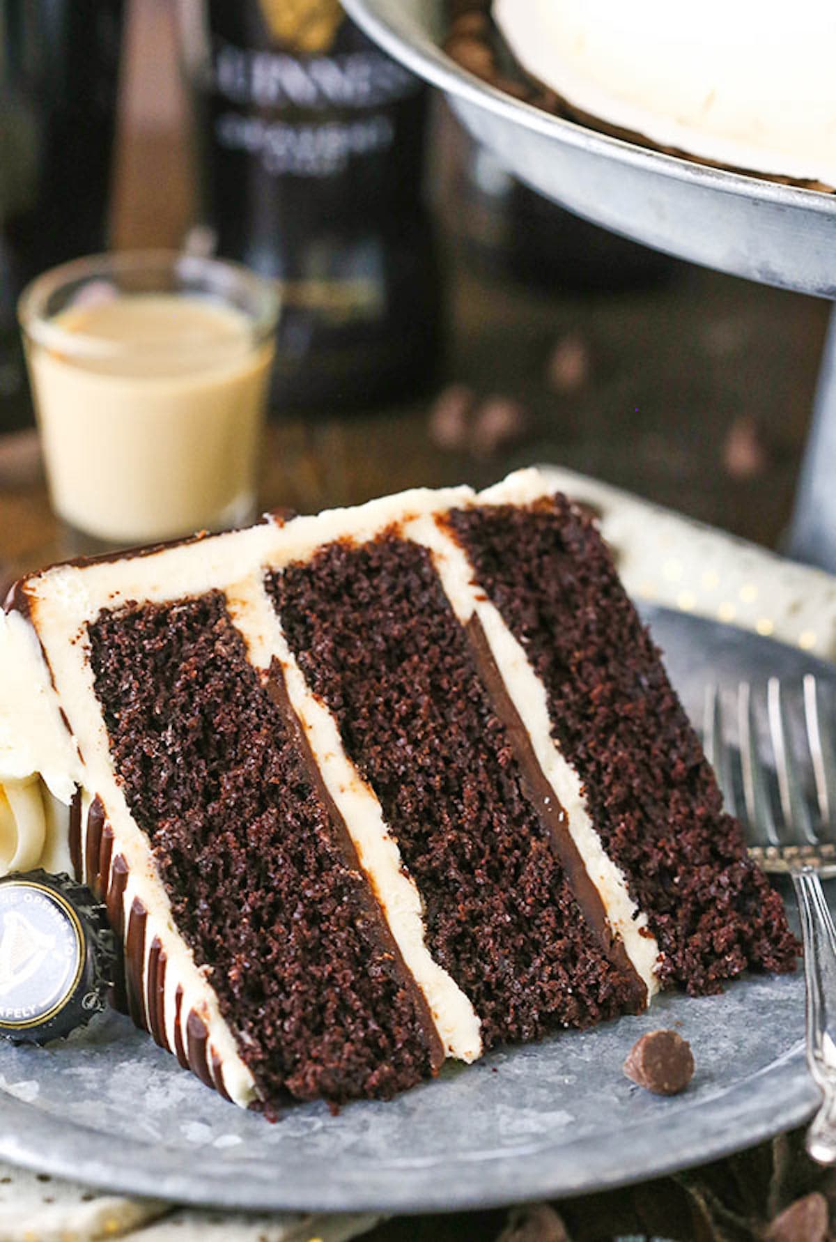 Moist Guinness Chocolate Cake with Bailey's Buttercream Frosting