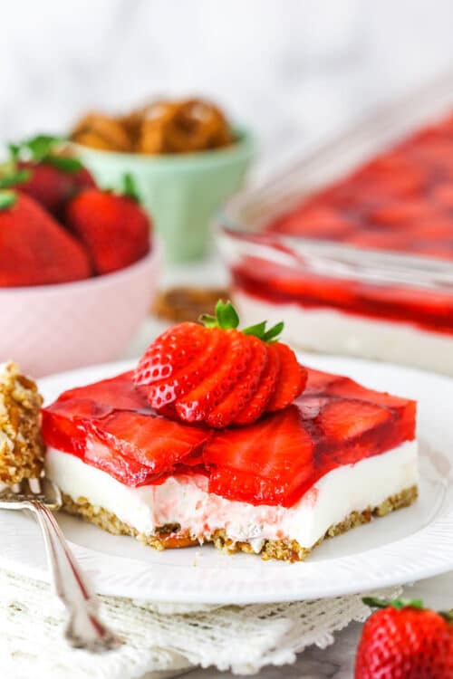 Easy Strawberry Pretzel Salad Recipe l Life Love and Sugar