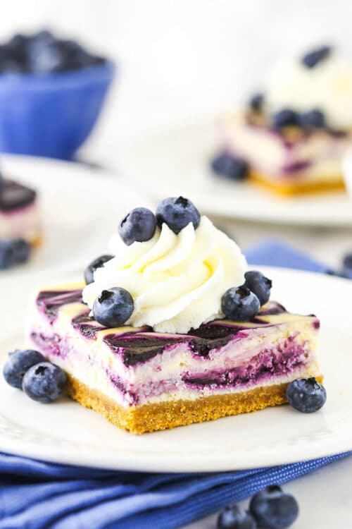 Easy Blueberry Swirl Cheesecake l Life Love and Sugar