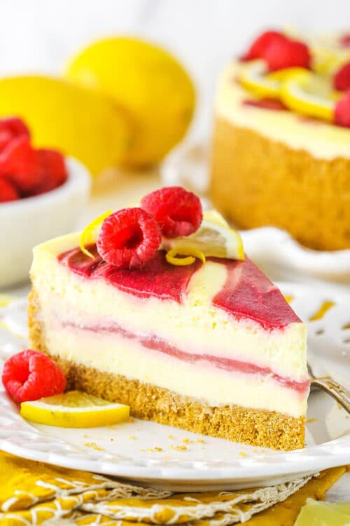 Lemon Raspberry Swirl Cheesecake l Life Love and Sugar