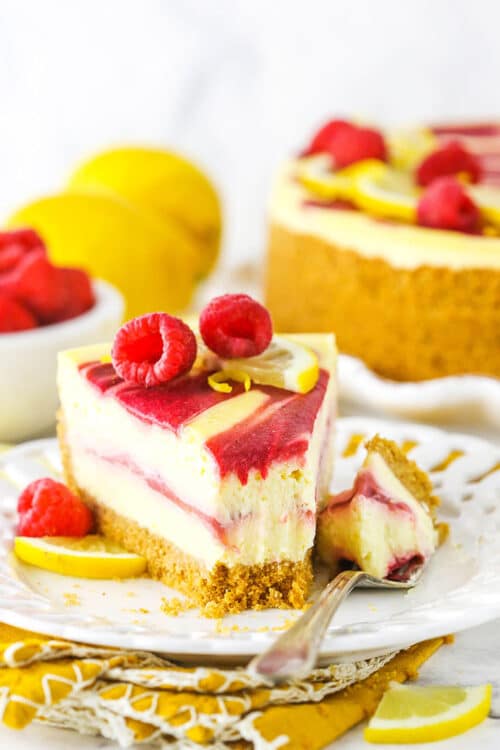 Lemon Raspberry Swirl Cheesecake l Life Love and Sugar