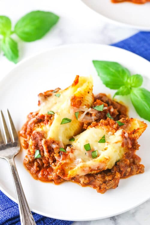 Easy Beefy Italian Stuffed Shells l Life Love and Sugar