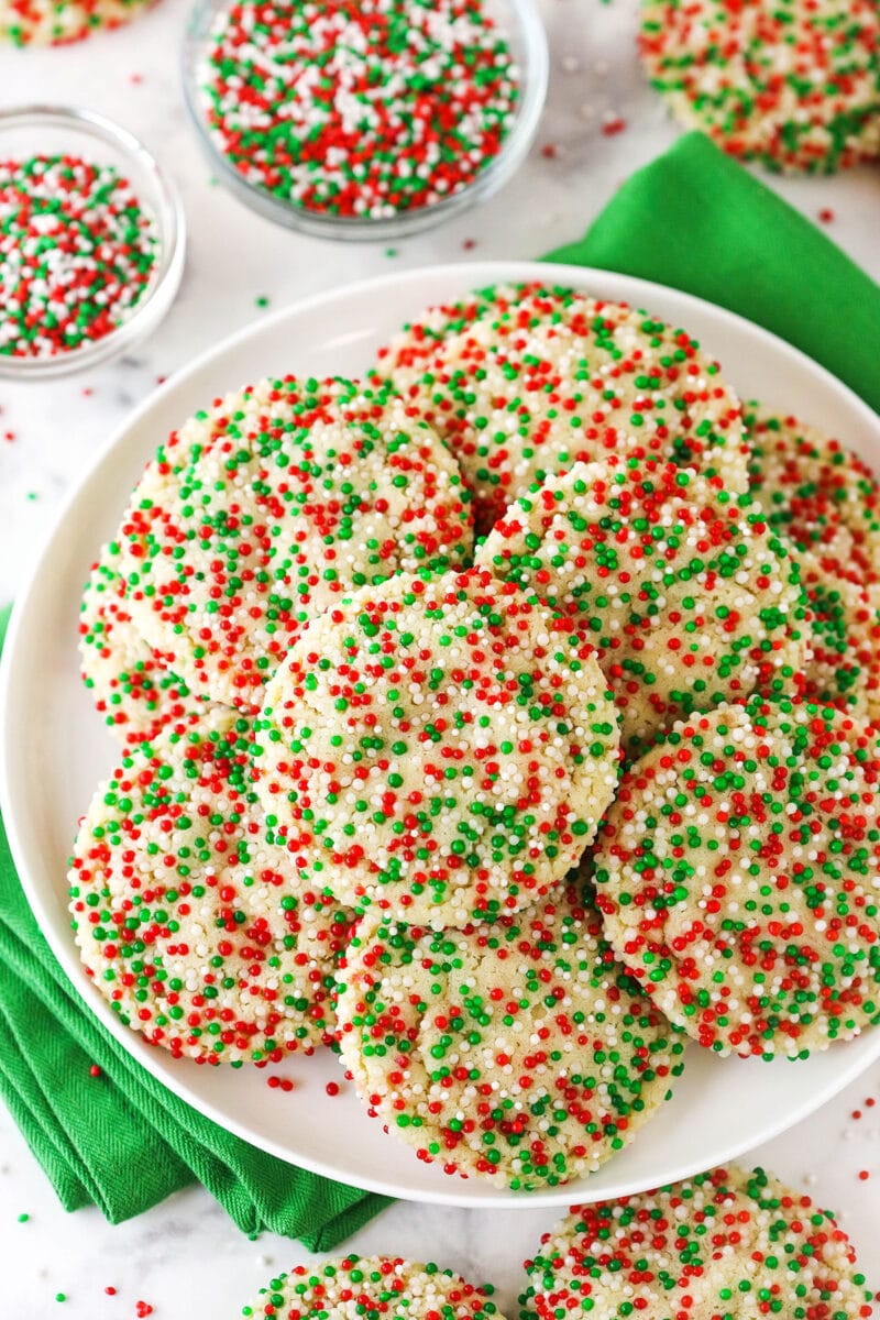 Easy Christmas Sprinkle Cookies | Life Love & Sugar