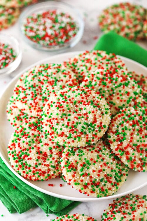 Easy Christmas Sprinkle Cookies | Life Love & Sugar