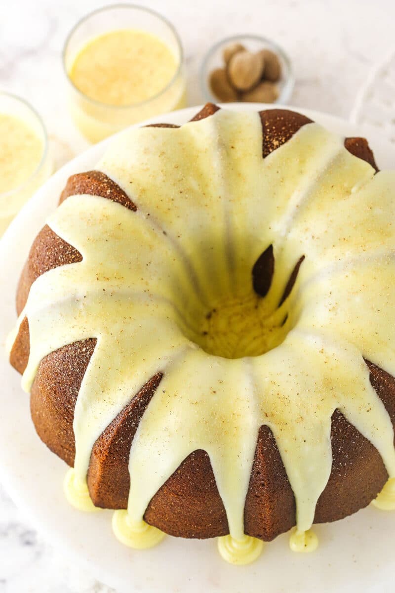 Easy Eggnog Pound Cake with Eggnog Icing | Life Love & Sugar