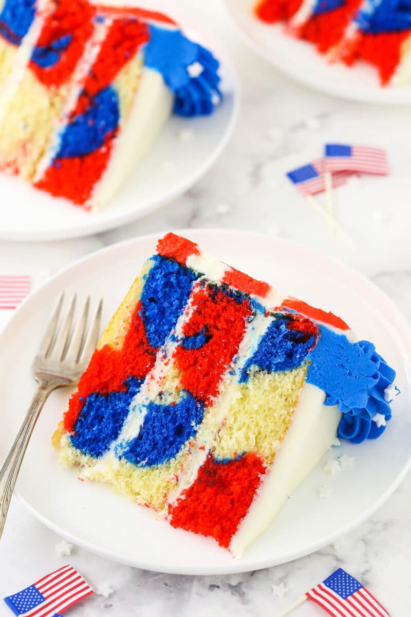 Light and Fluffy 4th of July Marble Cake | Life Love & Sugar