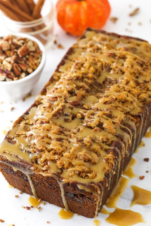 Easy Pumpkin Bread With Praline Swirl | Life Love & Sugar