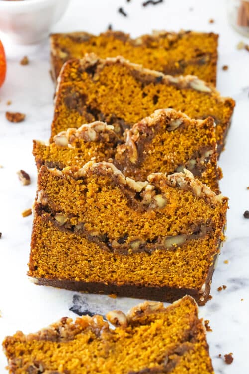 Easy Pumpkin Bread With Praline Swirl | Life Love & Sugar