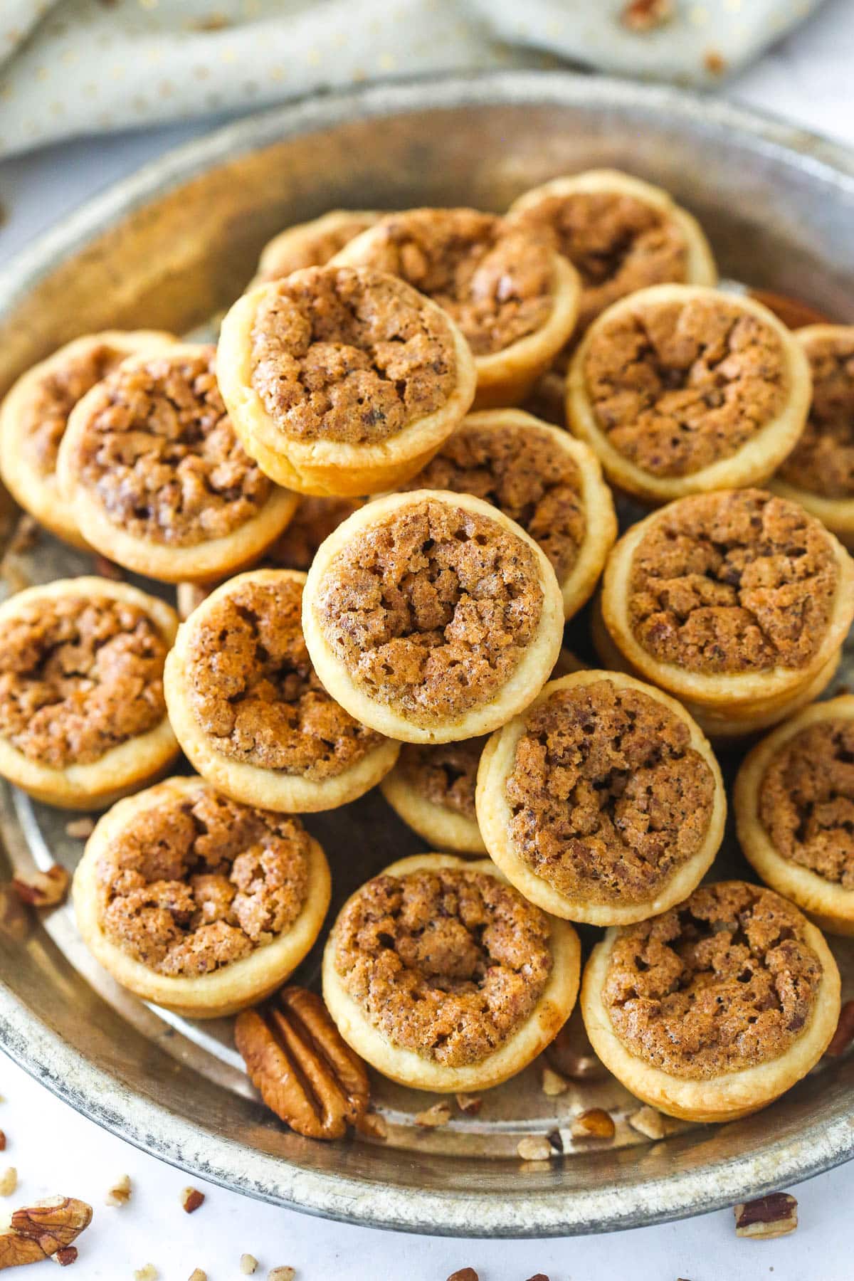 Phyllo pastry cups filled with traditional pecan pie. Take pecan