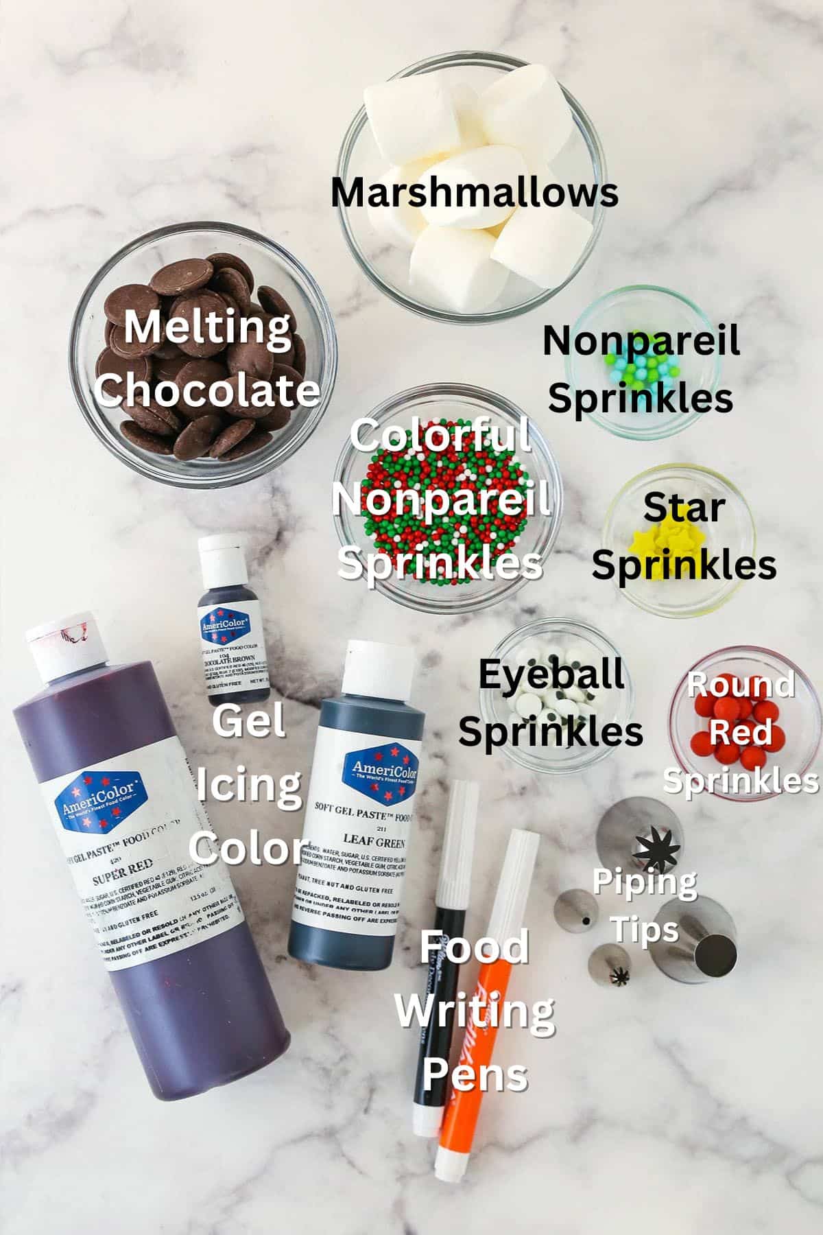 Ingredients for Easy Christmas Cupcakes.