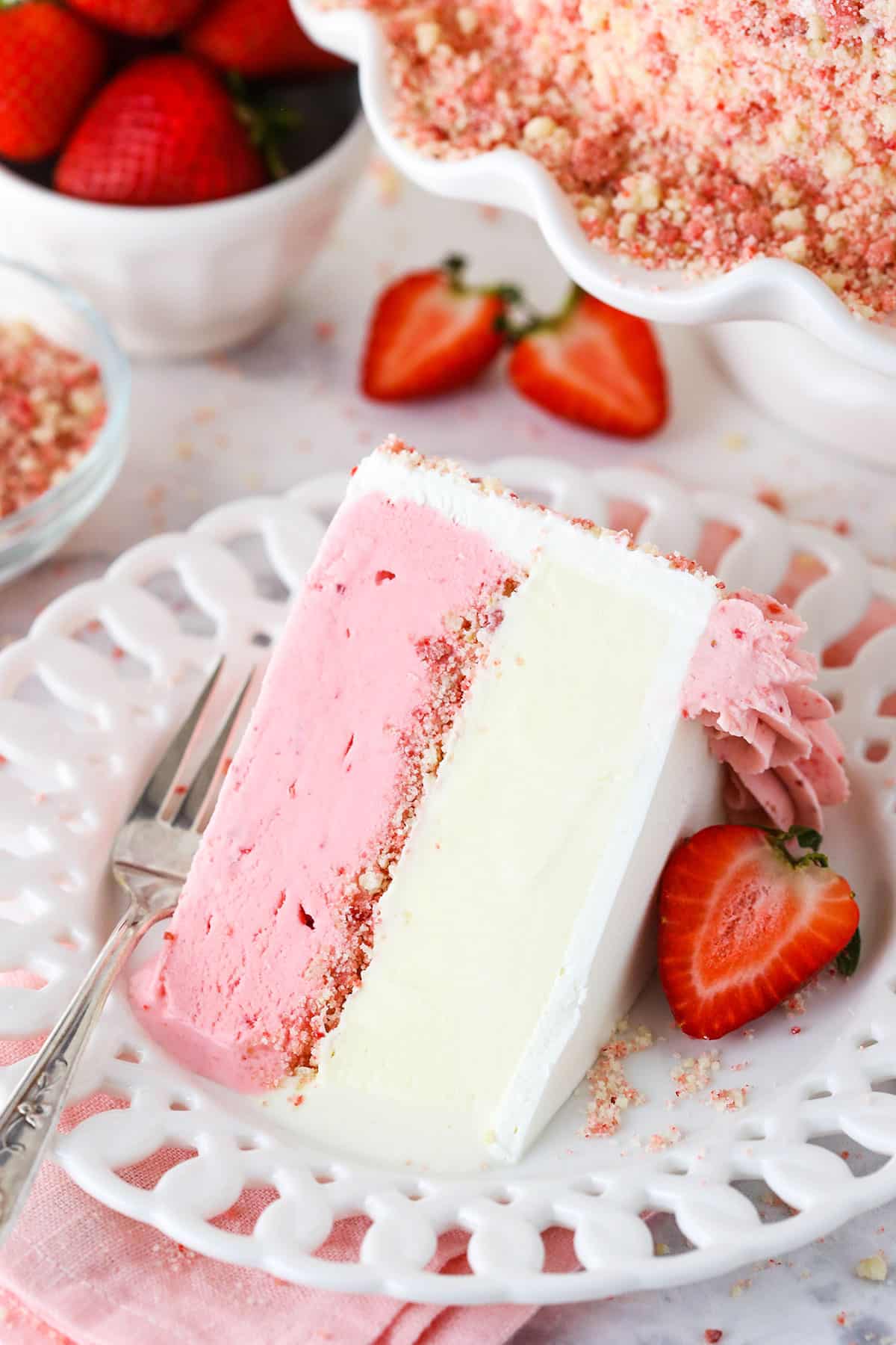 strawberries and vanilla ice cream