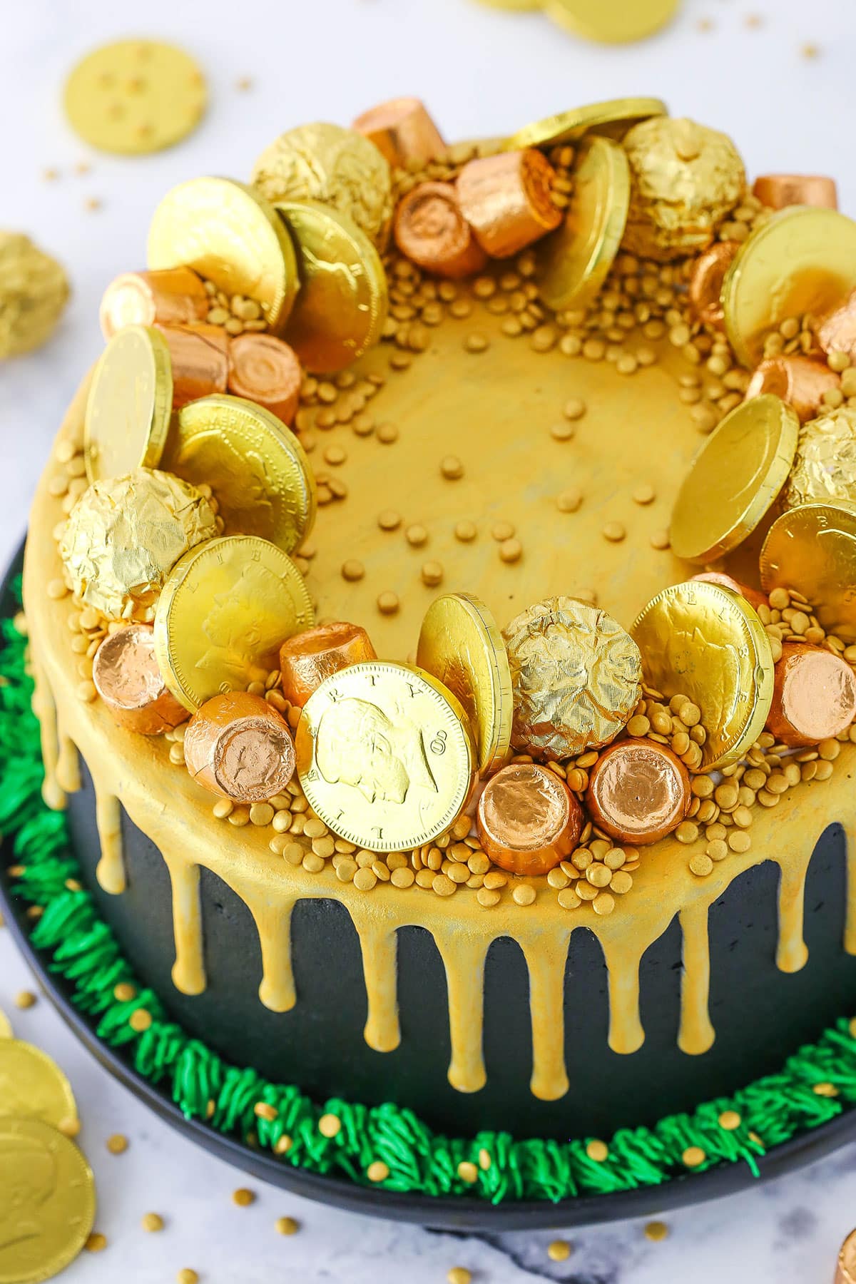 37 Pretty Cake Ideas For Your Next Celebration : Chocolate cake with gold  cherries