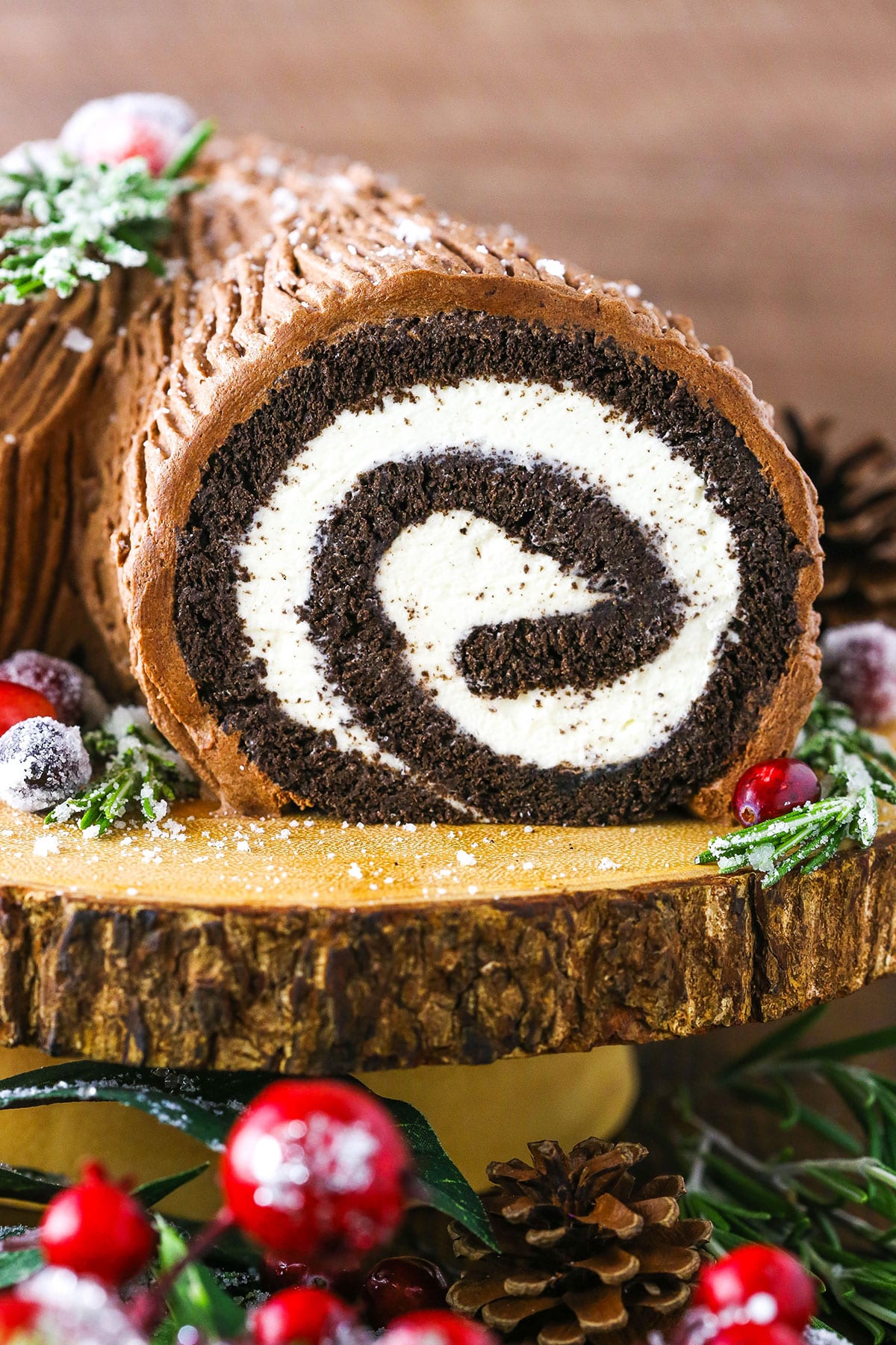 Yule Log Cake (Bûche de Noël) - Mom Loves Baking