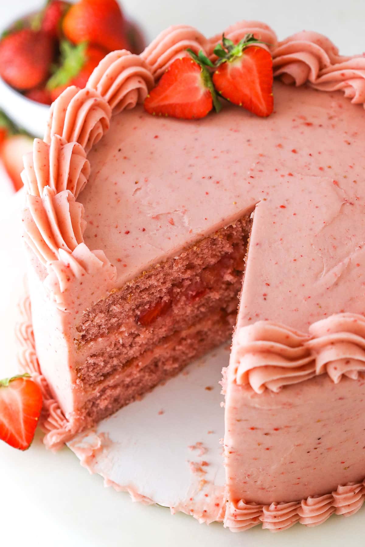Fresh Strawberry Cake Recipe- All-Natural with 2 lbs Strawberries!