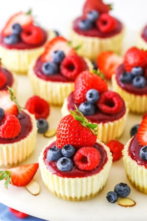 Mini Berry Almond Cheesecakes