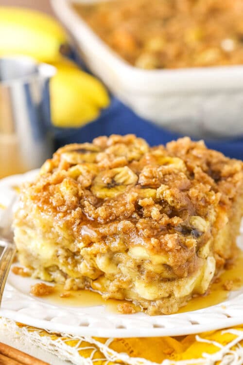 Overnight Baked Banana French Toast Casserole | Easy Breakfast Idea!