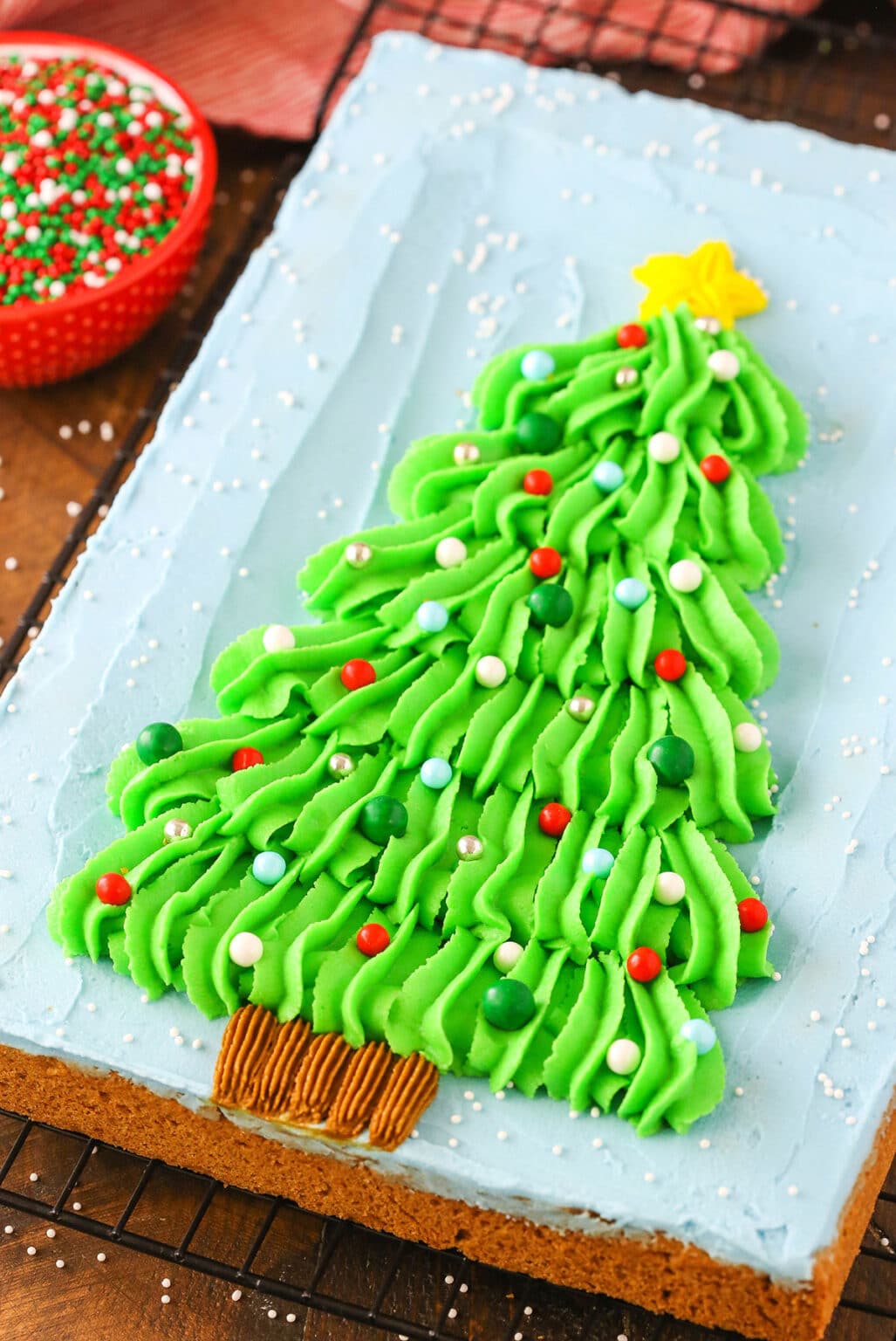 Christmas Tree Chocolate Chip Cookie Cake | Easy Christmas Dessert