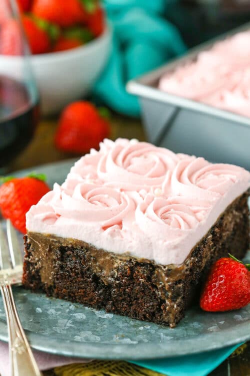 Red Wine Chocolate Poke Cake Recipe + Strawberry Whipped Cream