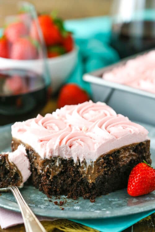 Red Wine Chocolate Poke Cake Recipe + Strawberry Whipped Cream