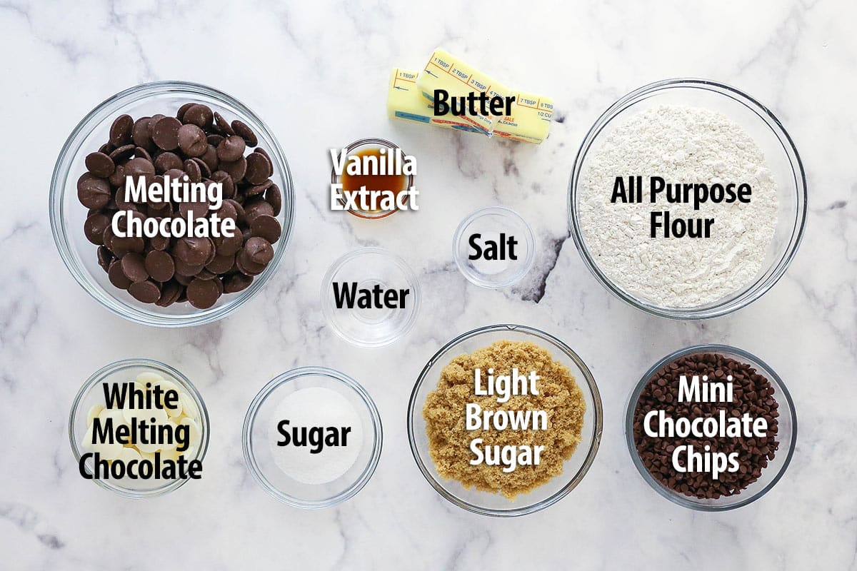 Ingredients for cookie dough footballs.