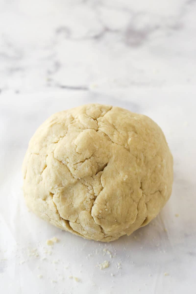 A ball of shortcake biscuit dough.