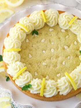 Overhead image of lemon cookie cake.