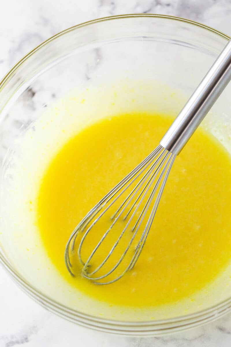 Whisked egg yolks