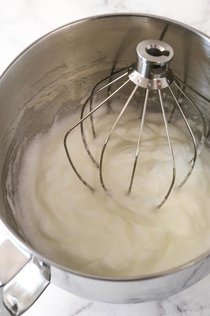 Whipping egg whites into stiff peaks