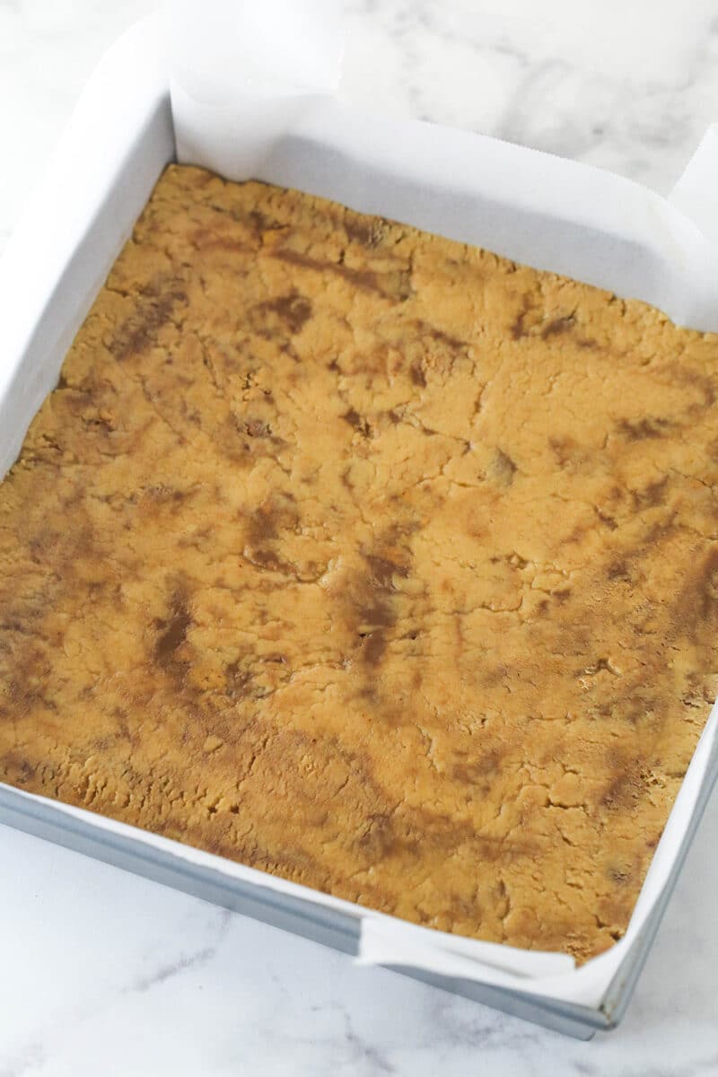 Reese's peanut butter fudge in a square pan