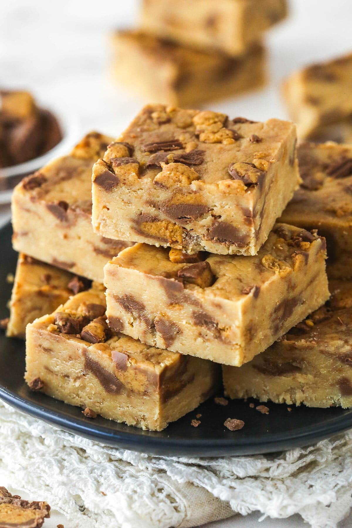 Reese's peanut butter fudge piled on a plate