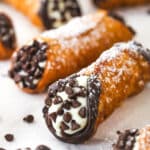 Close up of two homemade cannoli