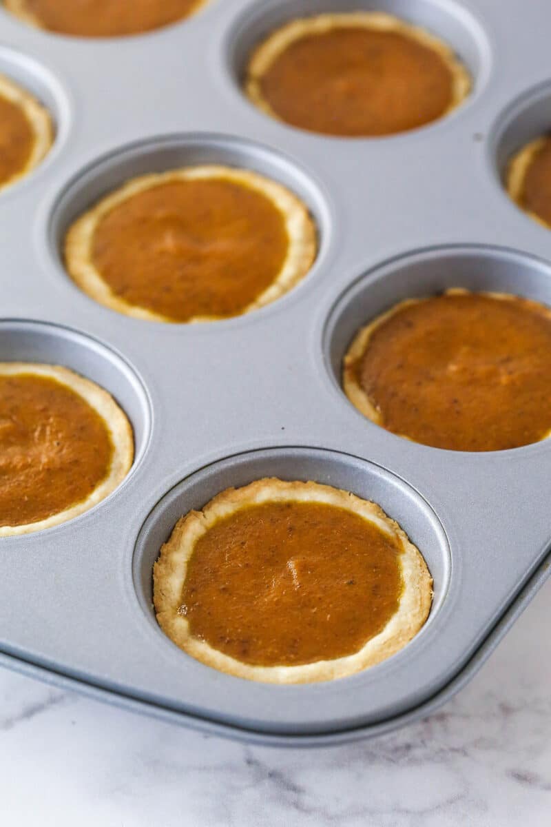 Mini pumpkin pies in a cupcake pan