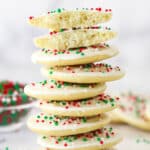 A stack of iced Cakey Christmas Cookies.