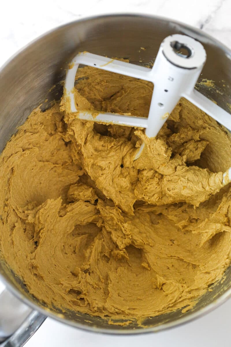 Gingerbread cookie dough with other wet ingredients added to it.