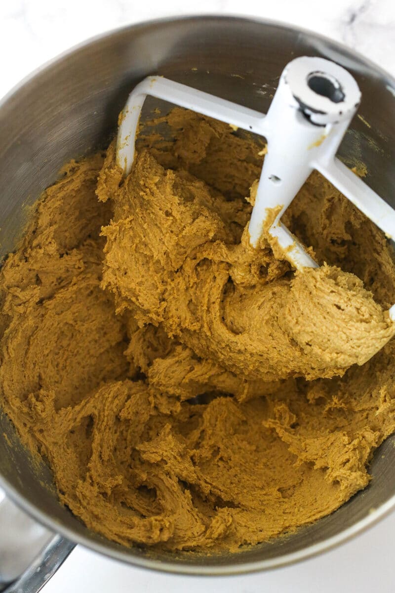 Gingerbread cookie dough with the dry ingredients mixed in.