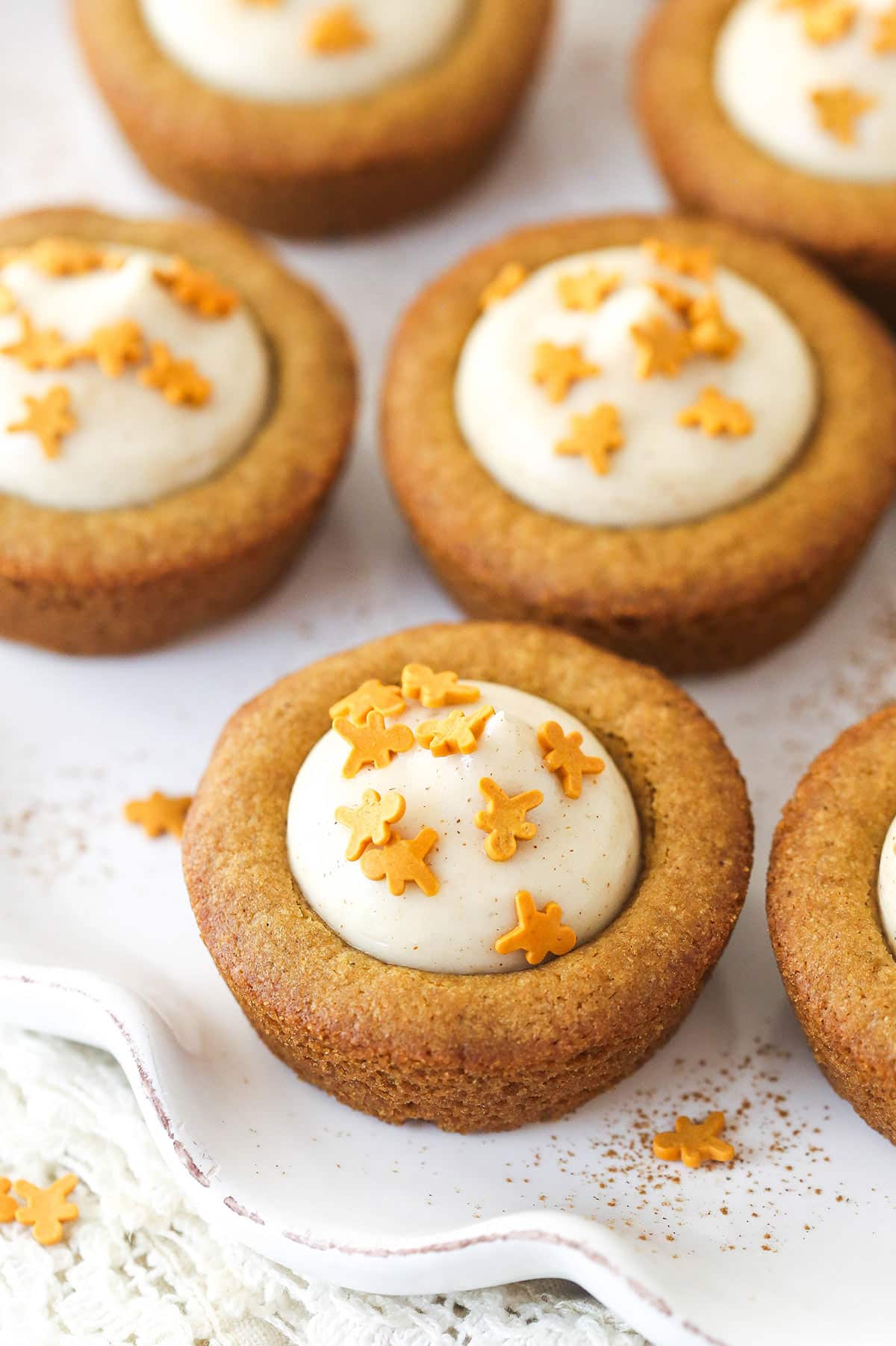 Top view of several Gingerbread Cheesecake Cookie Cups.