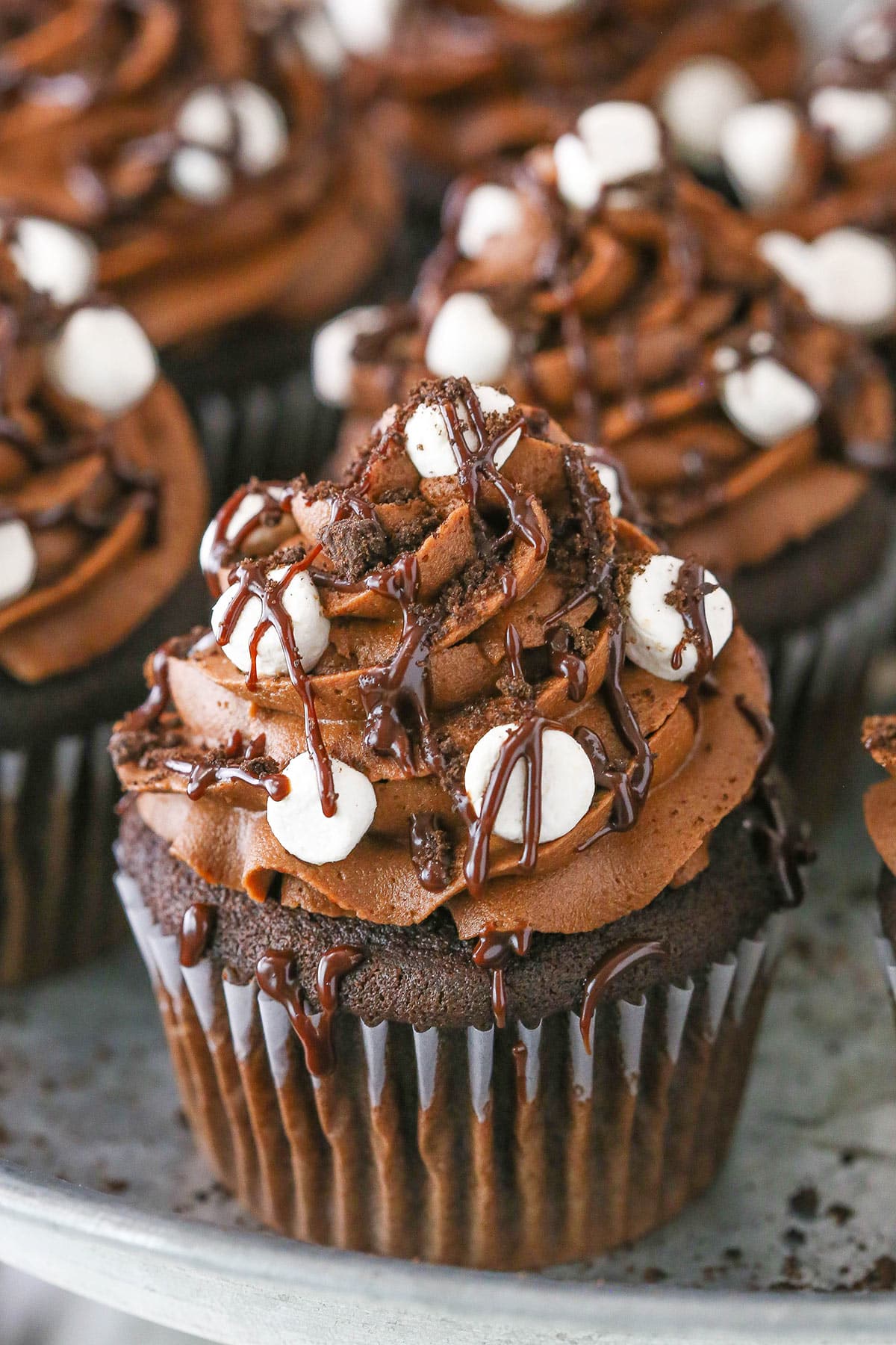 Side view of a Mississippi Mud Cupcake