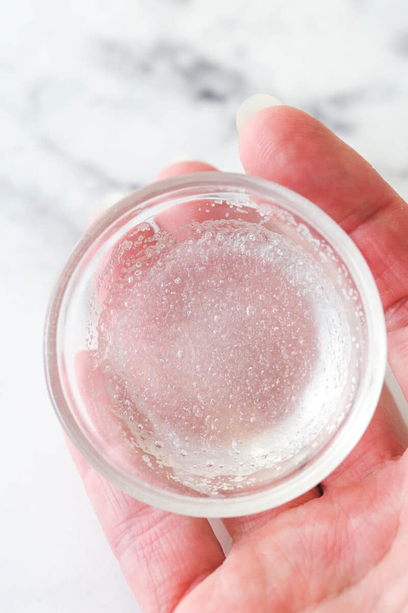 Gelatin powder in a small bowl with water