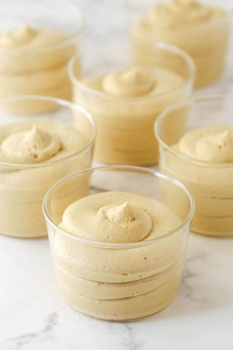 Peanut butter mousse in glass cups