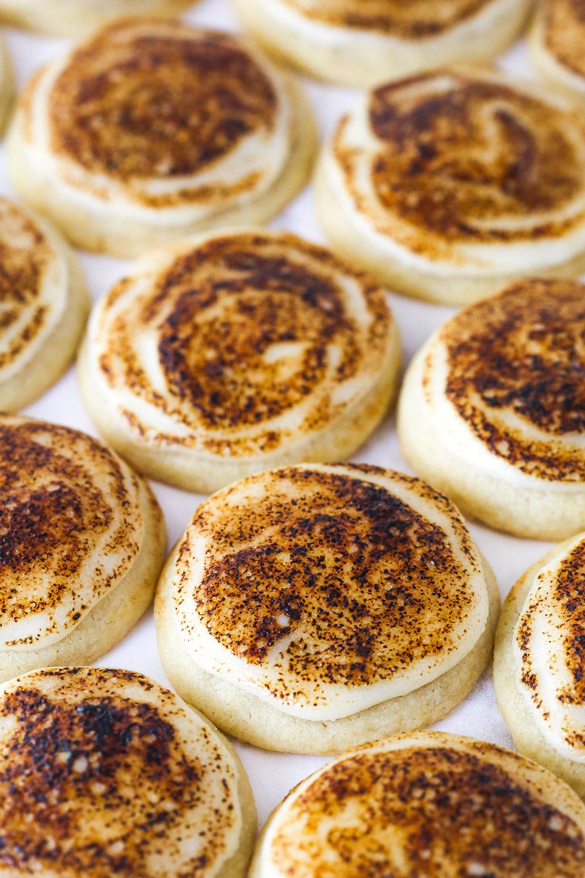 Creme brulee cookies on a counter