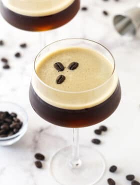 Overhead view of an espresso martini