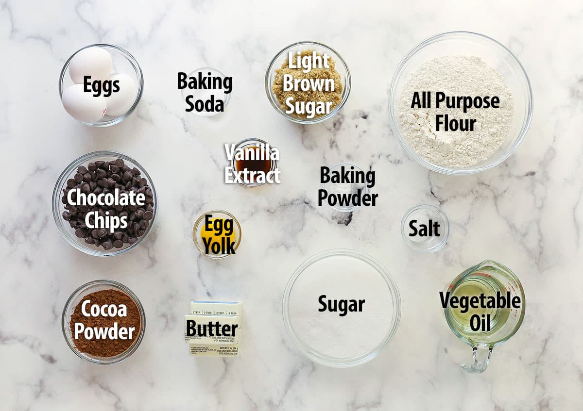 Labeled ingredients for brookies.
