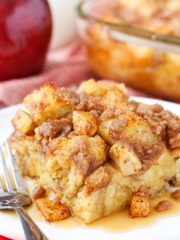 slice of Overnight Cinnamon Apple French Toast Casserole